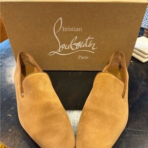 Christian Louboutin Dandelion Camel Suede Loafers